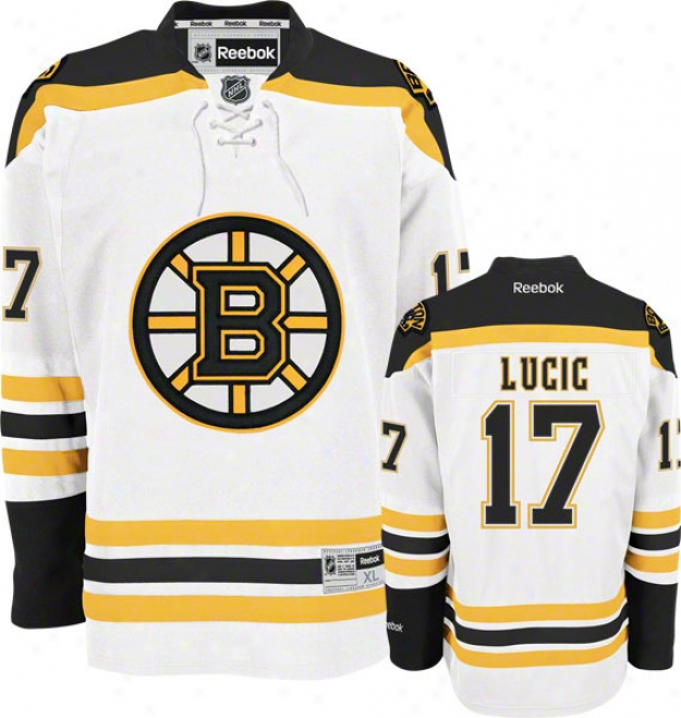 Milan Lucic Jersey: Reebok White #17 Boston Bruins Prejier Jersey