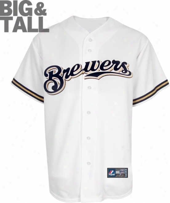 Milwaukee Brewers Big & Tall Internal White Mlb Replica Jersey