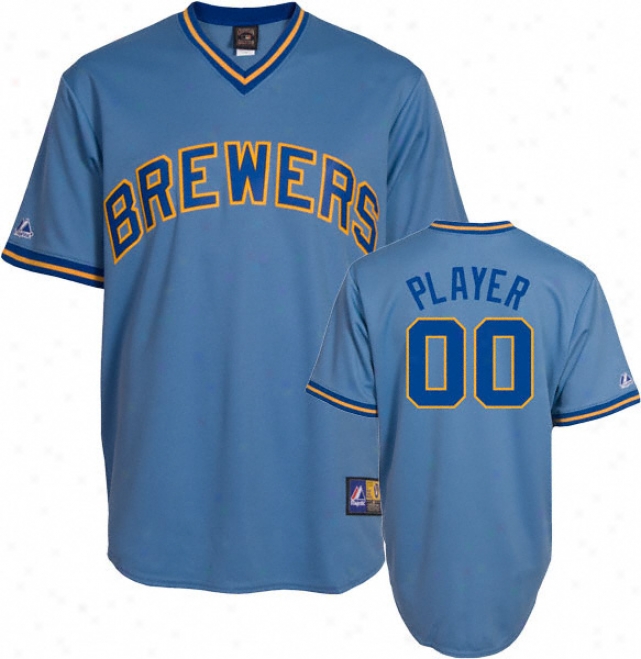 Milwaumee Brewers Cooperstown Columbia Blue -any Player- Replica Jersey