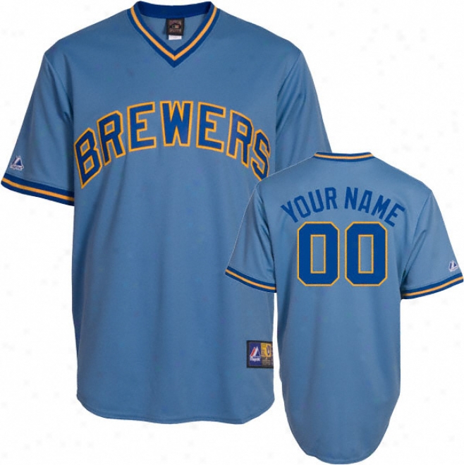 Milwaukee Brewers Cooperstown Columbia Blue -personalized With oYur Name- Replica Jersey