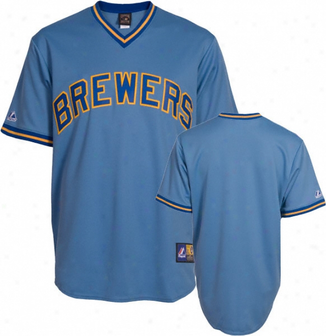 Milwaukee Brewers Cooperstown Columbia Blue Replica Jersey