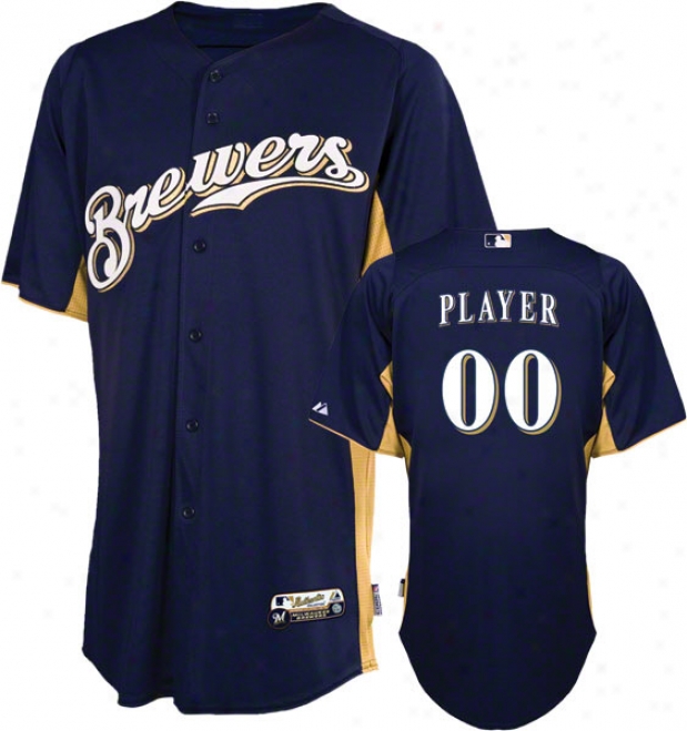 Milwaukee Brewers Jersey: Any Playeer Authentic Navy On-field Batting Practice Jersey