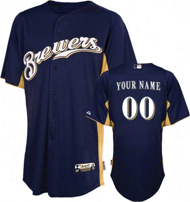 Milwaukee Brewers Jersey: Personalized Authentic Navy On-field Batting Practice Jersey