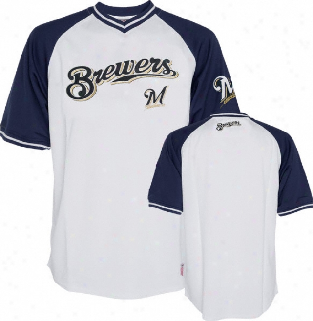 Milwaukee Brewers Jersey: Stitches White V-neck Jersey