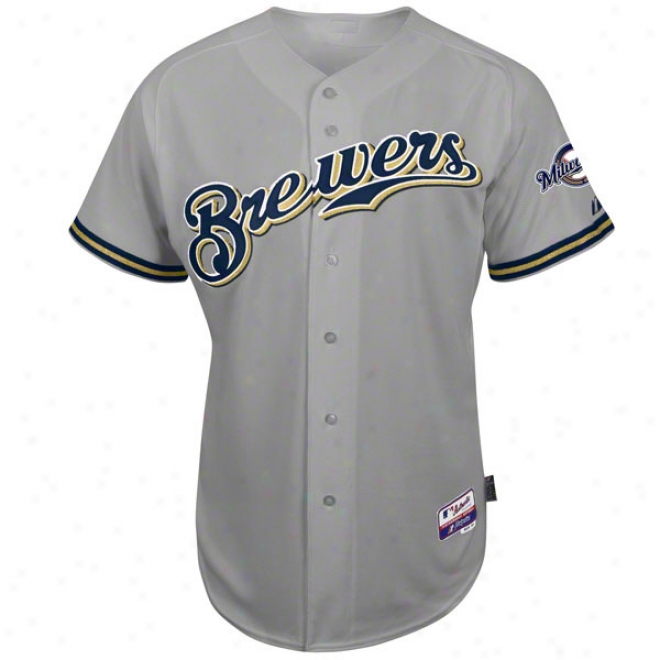 Milwaukee Brewers Road Grey Authentic Cool Base␞ On-field Mlb Jersey