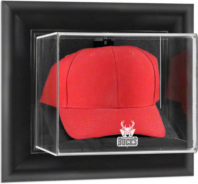 Milwaukee Bucks Framed Wall Mounted Logo Cover Display Case