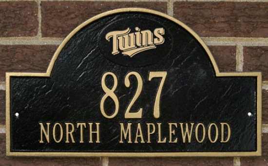 Minnesota Twins Black And Gold Personalized Address Wall Plaque