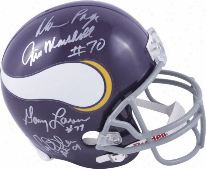 Minnesota Vikings Autographed Heelmet  Details: Purple People Eaters, Riddell Replica Helmet