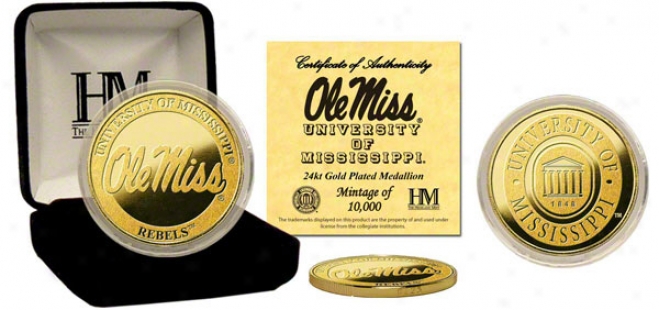 Mississippi Rebels 24kt Gold Coin