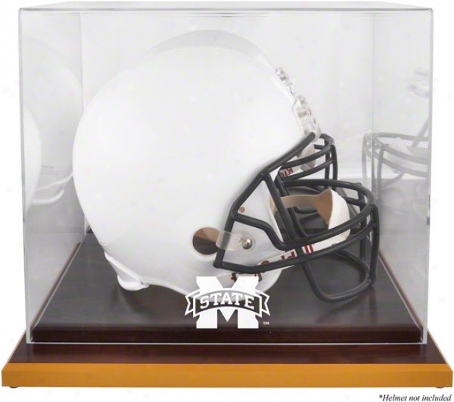 Mississippi State Bulldogs Logo Helmet Display Case  Details: Forest Base, Mirrored Back