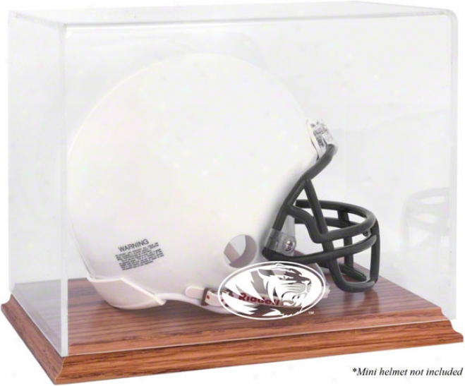 Missouri Tigers Team Logo Mini Helmet Exhibit Case  Details: Oak Base, Mirror Back