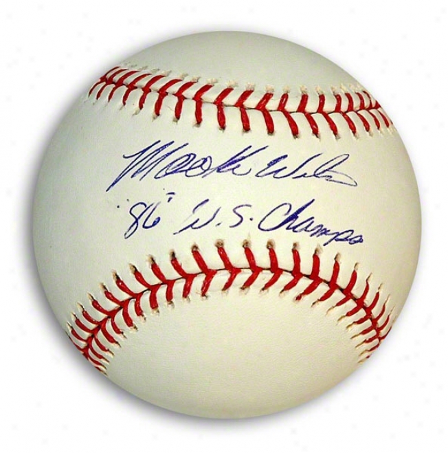 Mookie Wilson Autographed Mlb Baseball Inscribed &quot86 Ws Champs&quot