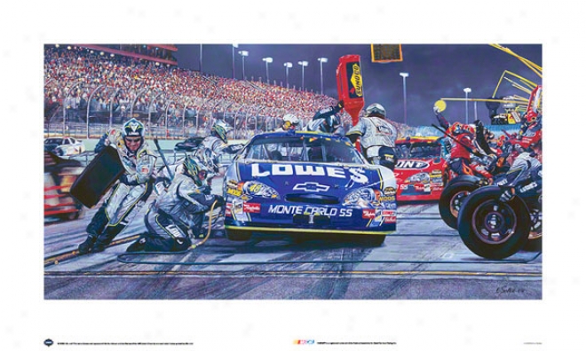 Nascar Print: Lowes Car Pit Stop Art