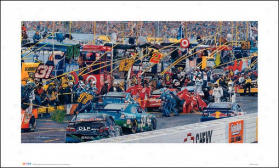 Nascar - &quotin The Pits&quot - Unframed Art Print