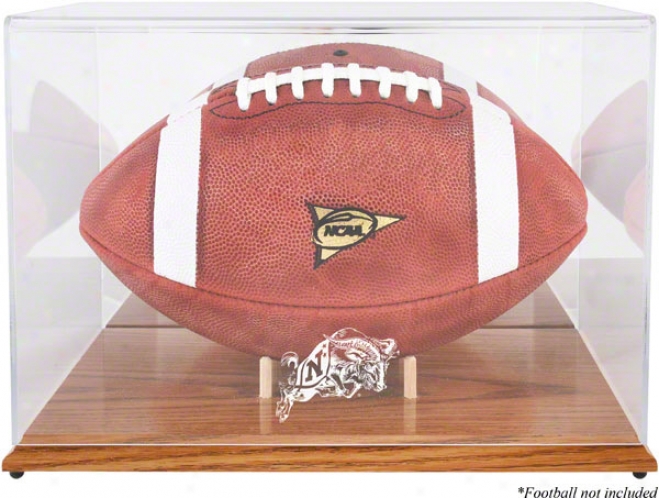 Navy Midshipmen Team Logo Football Dis;lay Declension-form  Details: Oak Base, Mirror Back