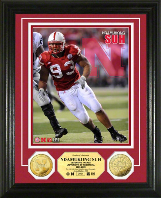 Ndamukong Suh University Of Nebraska 24kt Gold Coin Photo Mint