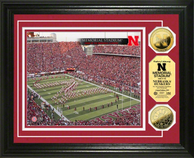 Nebraska Cornhuskers Memorial Stadium 24kt Gold Coin Photo Mint