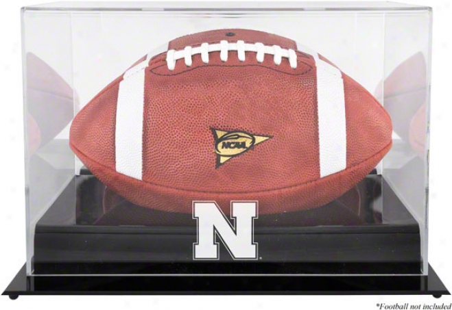 Nebtaska Cornhuskers Team Logo Football Display Case  Details: Black Base