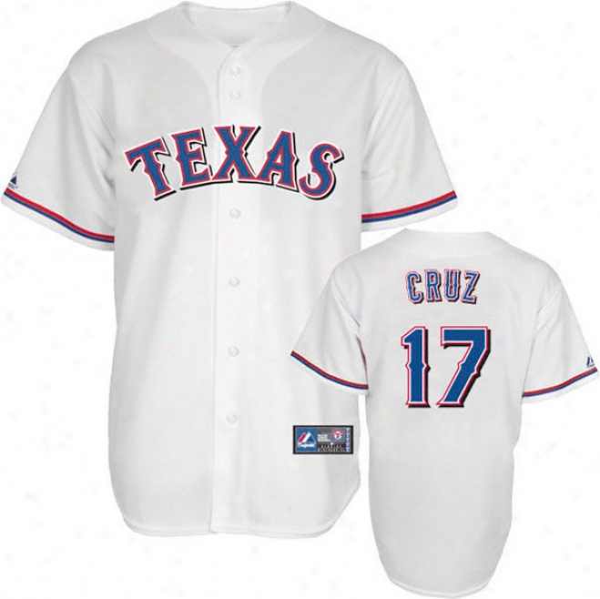 Nelson Cruz Jersey: Adult Majestic Home White Rrplica #17 Texas Ranggers Jersey