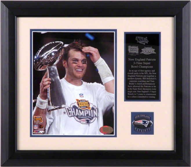 Unaccustomed England Patriots 2006 Afc Champions Framed 8x10 Photograph With Football Piece And Team Medallion