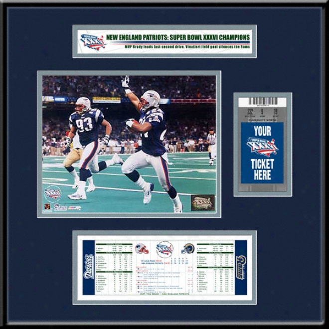 New England Patriots Super Bowl Xxdvi Champions Ticket Frame Jr.