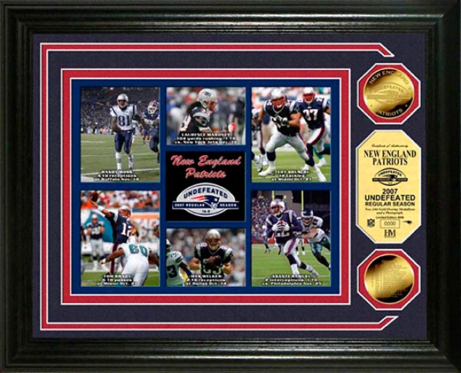 New England Patriots - Undefeated Season - Photlmint With Two 24kt Gold Coins