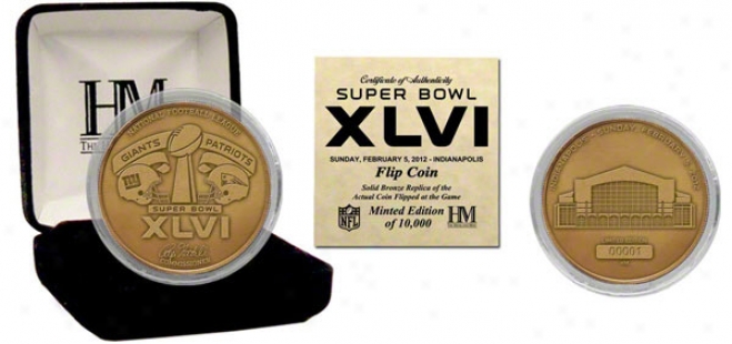 New England Patriots Vs. New York Giants Super Bowl Xlvi Bronze Flip Coln