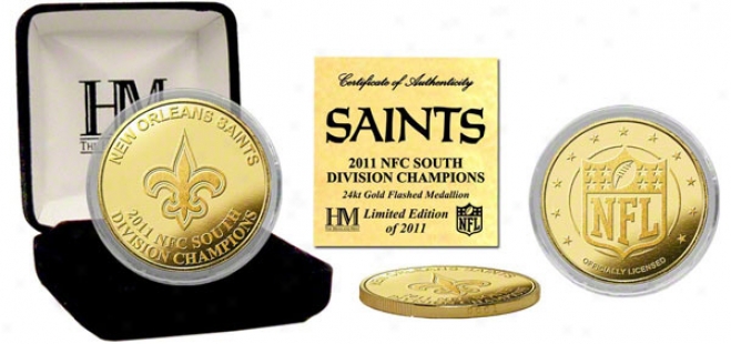 New Orleans Saints 2011 Nfc Southern Portion Champions 24kt Gold Coin