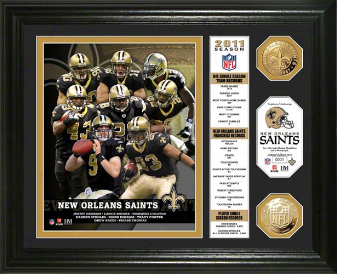 Repaired Orleans Saints 2011 Nfl Team Records Gold Coin Photo Coin