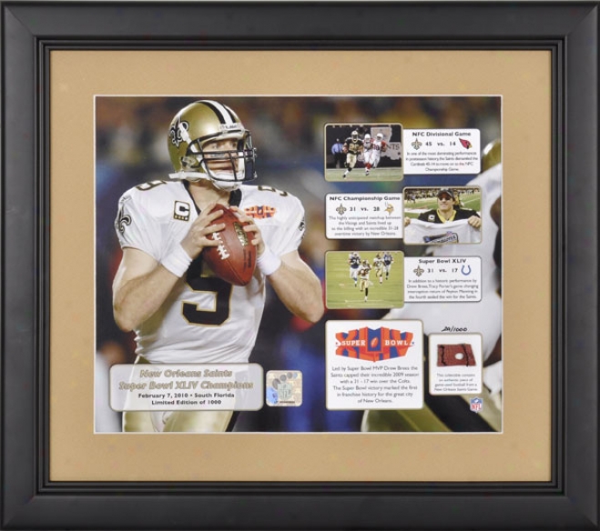 New Orleans Saints Framed 2009 Road To The Super Bowl Collage With Football - L. E. Of 1000