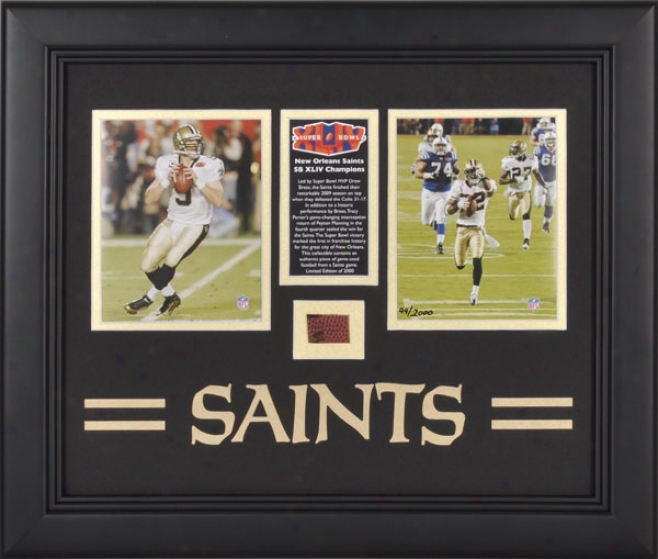 New Orleans Saints Framed 2009 Season Photographs With Team Logo And Football - L.e. Of 2000