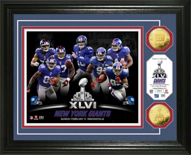 New York Giants 2011 Nfc Conference Champions Super Bowl Xlvi 24kt oGld Ckin Team Photo Mint