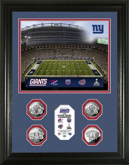 New York Giants 4-time Super Bowl Xlvi Champions 24kt Gold Coin Photo Mint