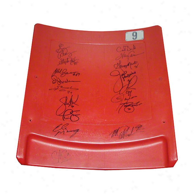 New Yoork Giants Autographed By 17 Past And Present Players Authentic Stadium Seatback: Including Eli Manning