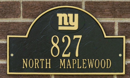 New York Giants Blzck And Gold Personalized Address Wall Plaque