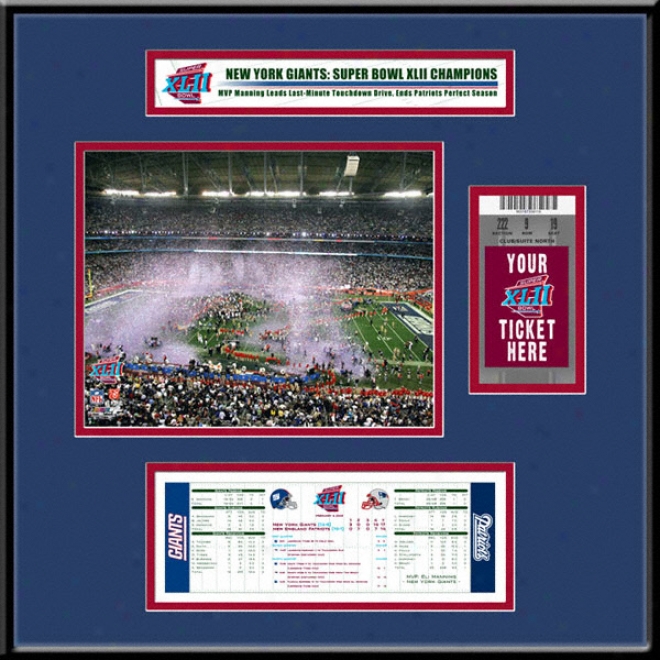 New York Giants Super Bowl Xlii Stub Ticket Frame