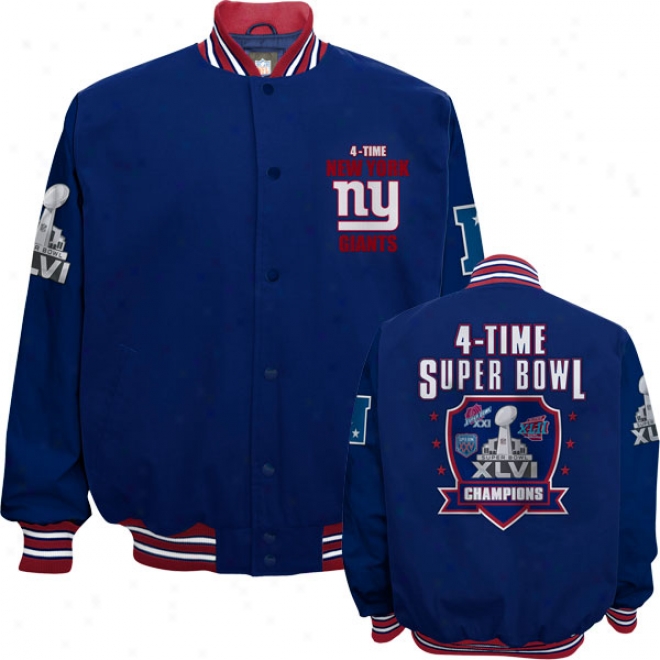 New York Giants Super Bowl Xlvi Champions 4-ttime Commemorative Cotton Canvas Jacket