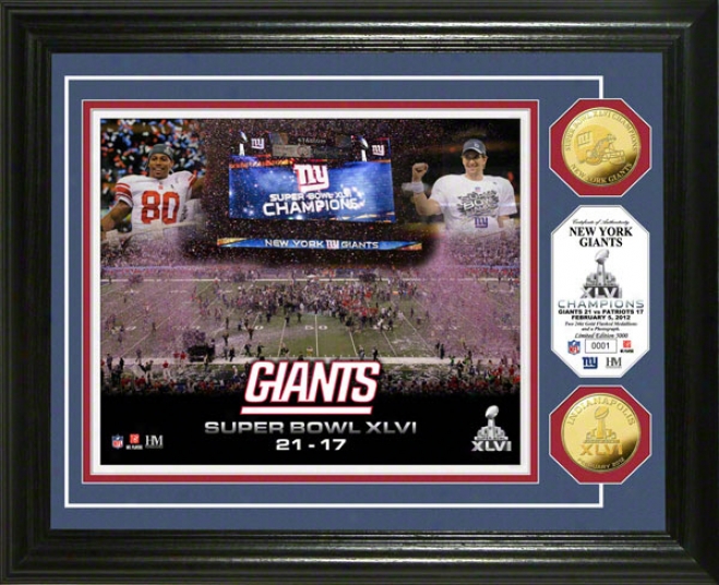 New York Giants Super Bowl Xlvi Champions Gold Coin Commemoration Photo Mint