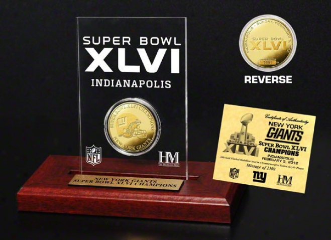 New York Giants Super Bowl Xlvi Champions Gold Etched Acrylic