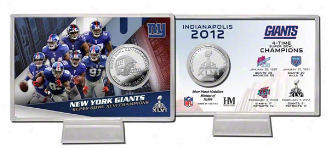 New York Giants Super Bowl Xlvi Champions Silver Coin Card