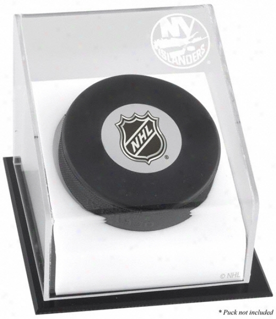 Recent York Islznders Hockey Puck Logo Display Case