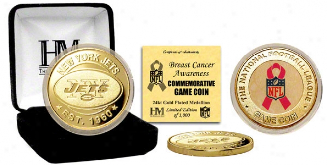 New York Jets Breast Cancer Awareness 24kt Gold Game Coin