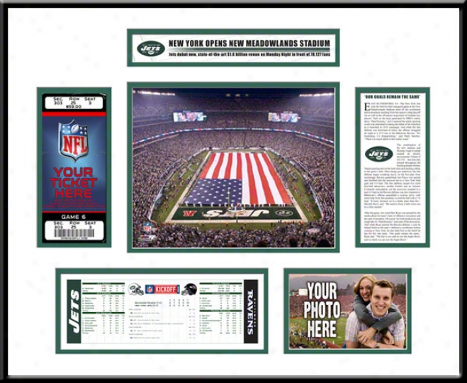 New York Jets New Meadowlands Stadium Inaugural Game Ticket Frame