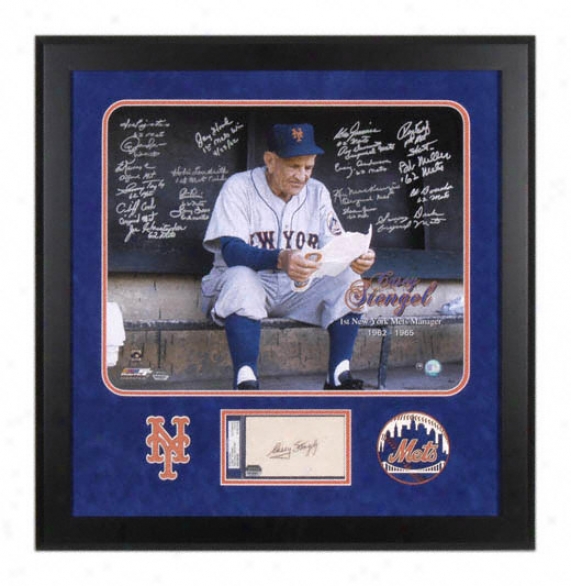 New York Mets 1962 Team Autographrd 16x21 Framed Photograph With Casey Stengel Autograph