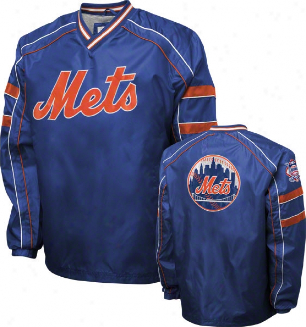 New York Mets Royal V-neck Pullover Jacket