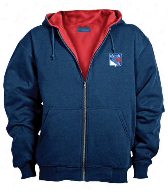 New York Rangers Jacket: Blue Reebok Hooded Craftsman Jacket