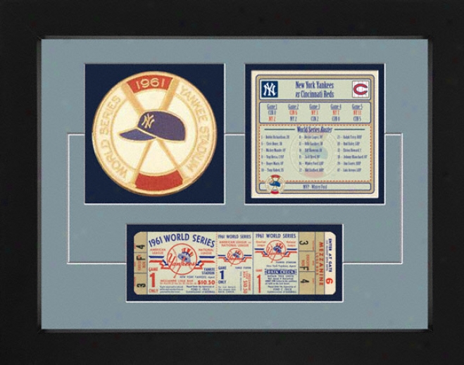 New York Yankees 1961 World Series Replica Ticket & Patch Frame