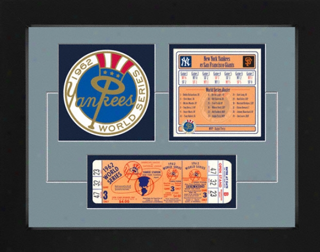 New York Yankees 1962 World Series Replica Ticket & Patch Frame