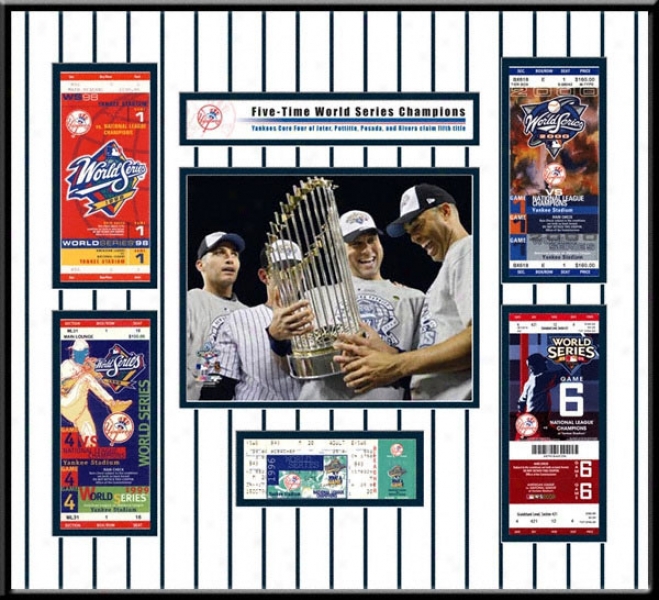 New York Yankees 2009 World Series Champions Core Four Replica Ticket Frame