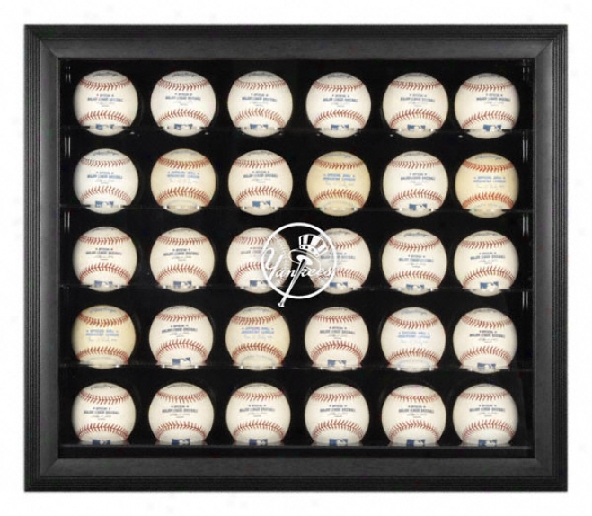 New York Yankees Black Framed 30-ball Logo Display Case